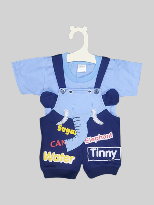 Elephant Half Romper - Blue