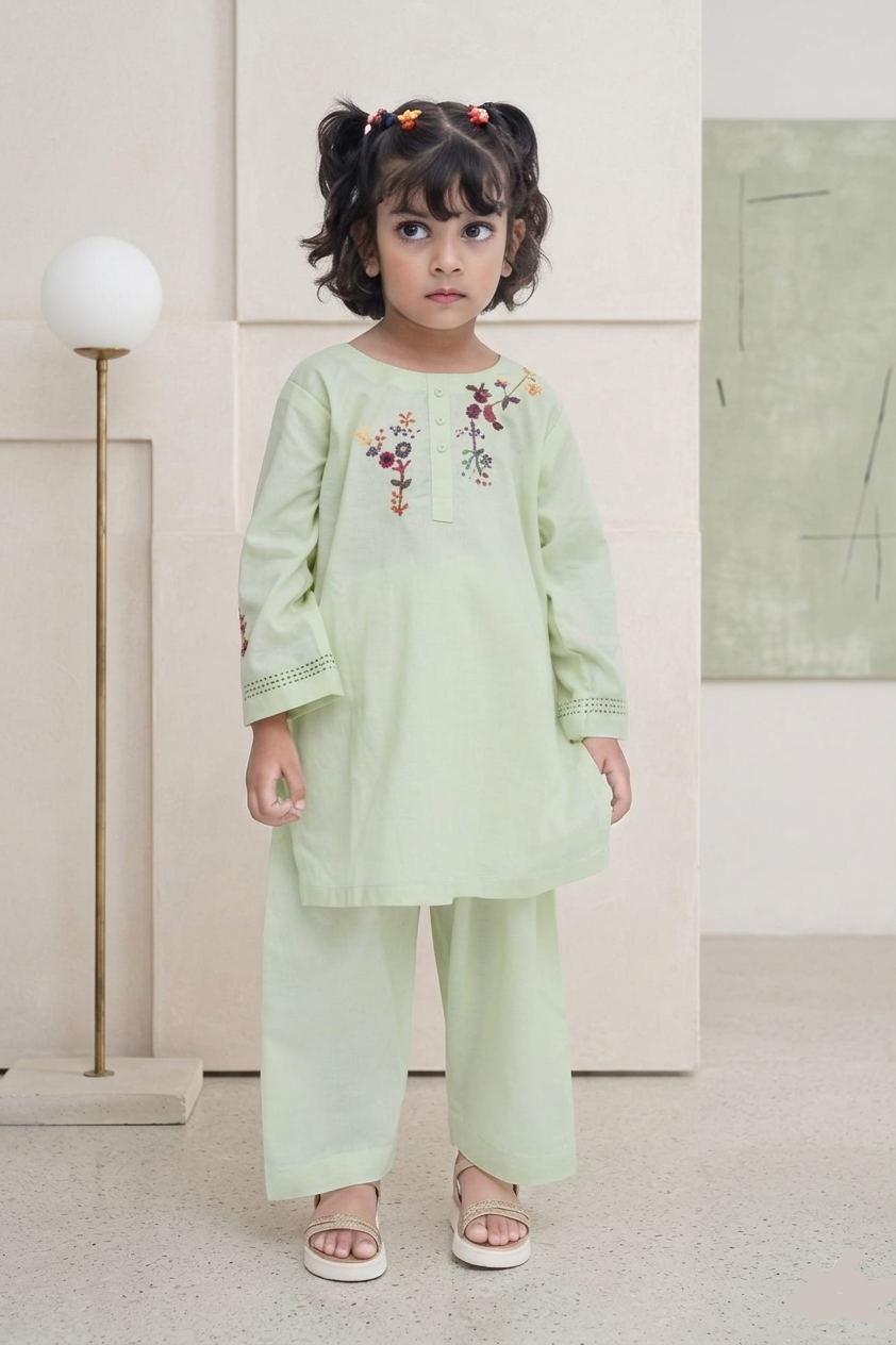 Girls Hand Embrioded Co-ord  Set