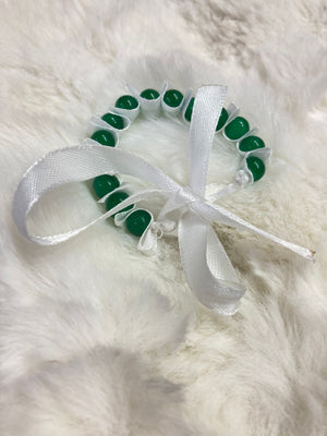 Girls Beaded Azadi Ribbon Bracelet - White