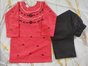 Girls Khaddar Embroided Suit 3pc