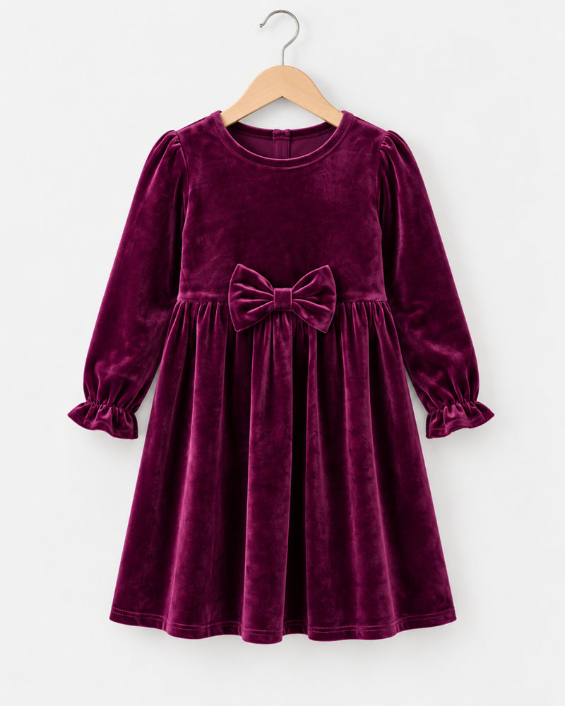 Girls Velvet Margenta Frock