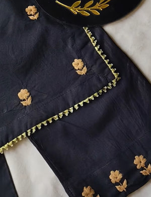 Girls Floral Embroided Suit 2pc