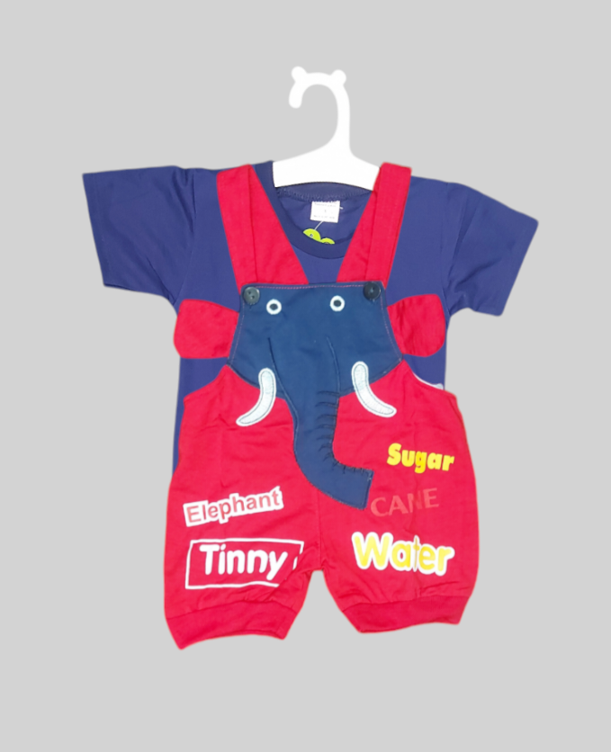 Elephant Half Romper - Blue