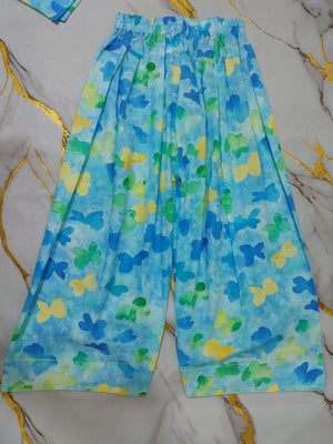 Girls Butterfly Print Embelished Co-ord Set 2pc