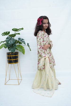 Girls Golden Sage Gharara Set