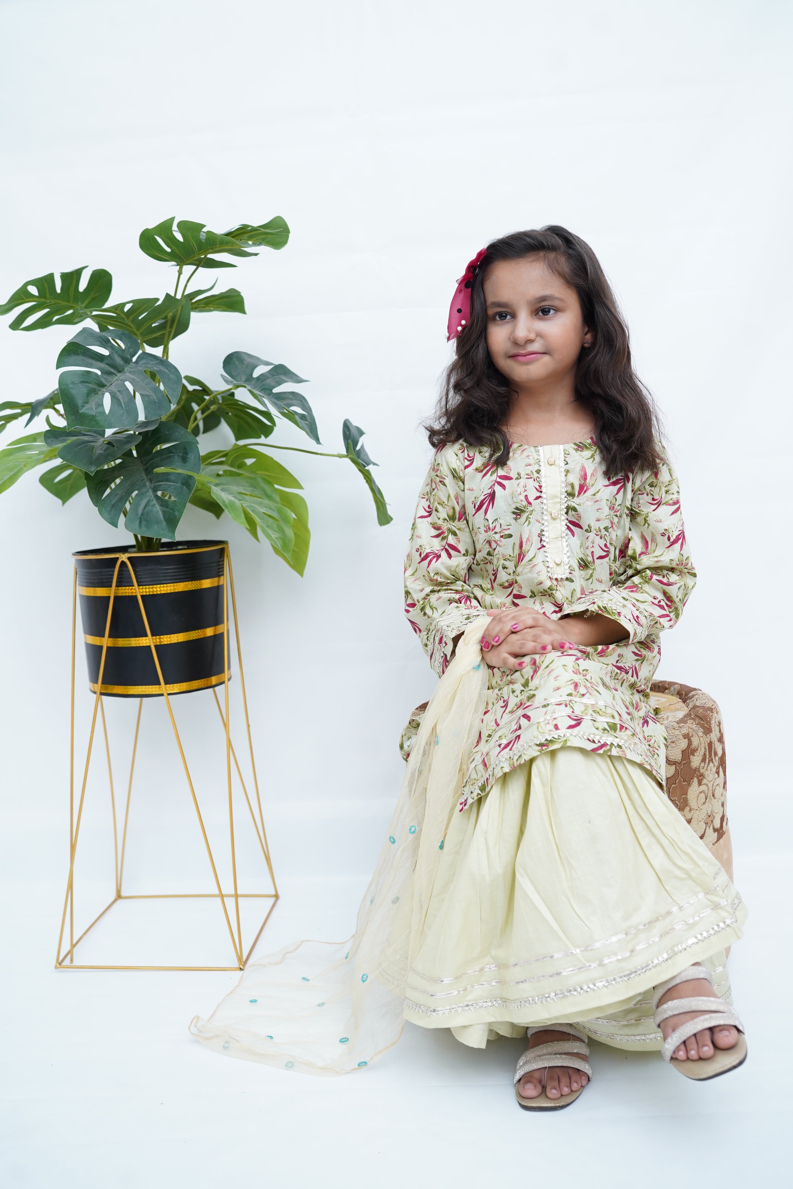 Girls Golden Sage Gharara Set