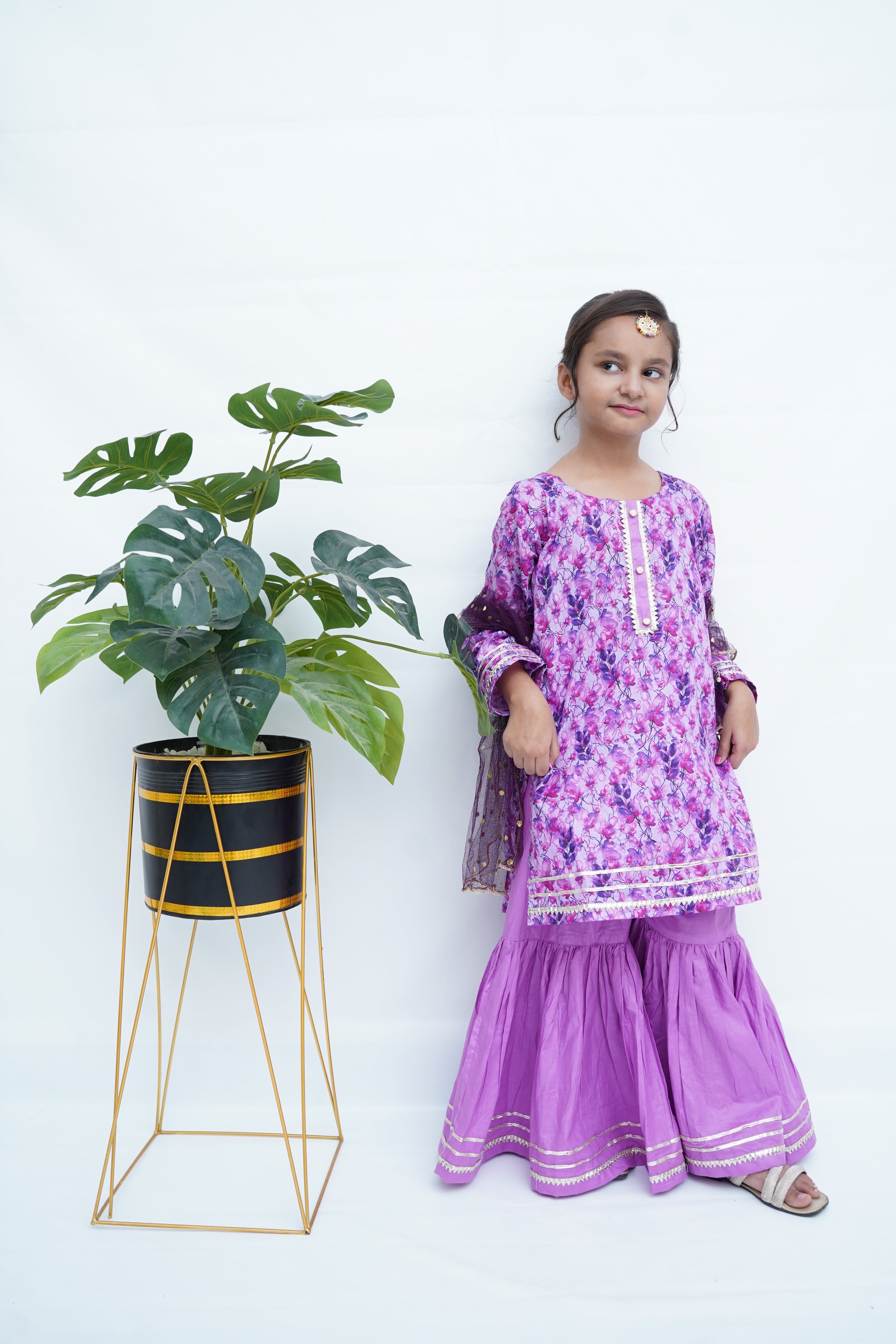 Girls Lavender Luxe Gharara Set