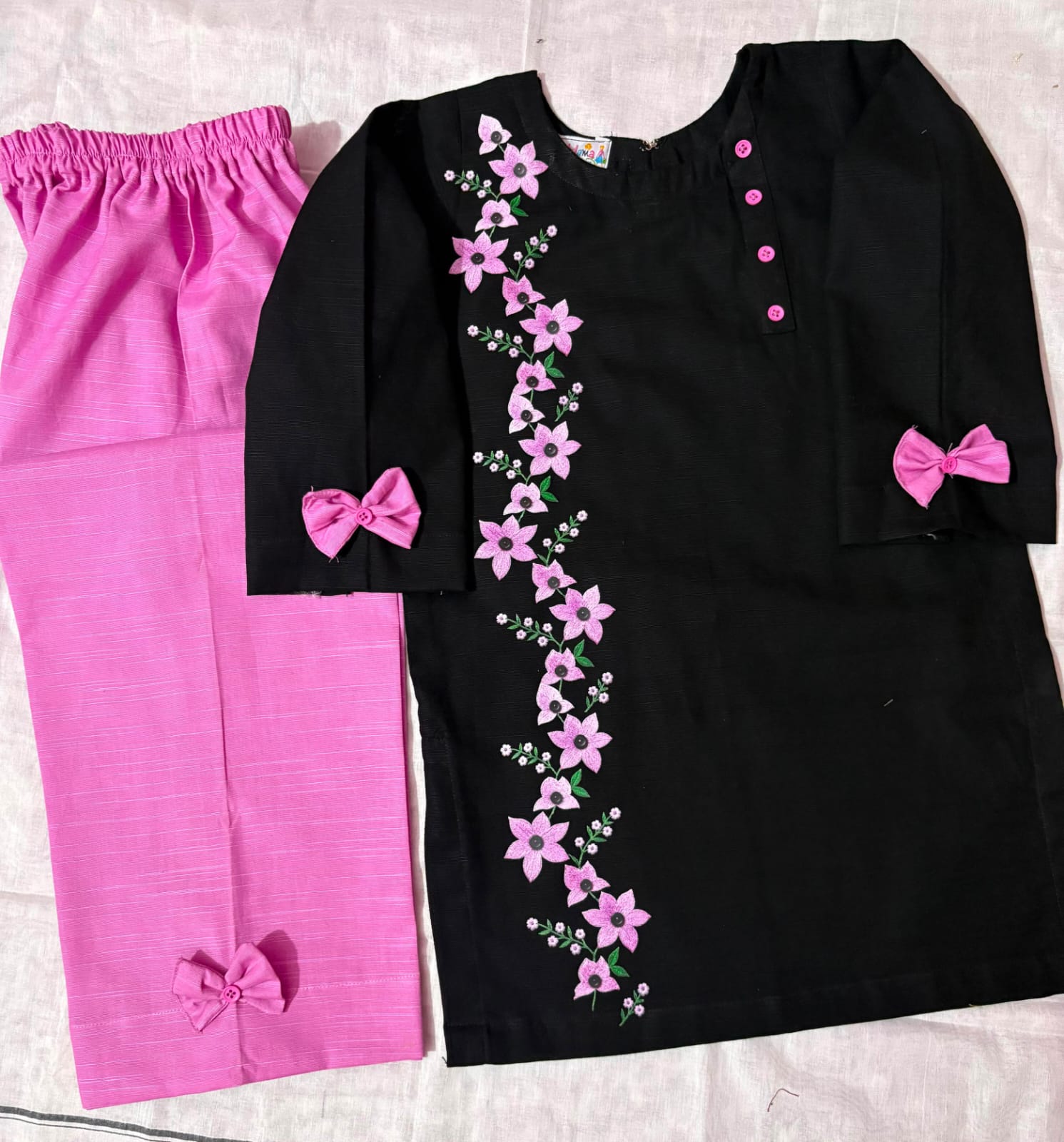 Girls Lilac Flowers Khaddar 2pc Set