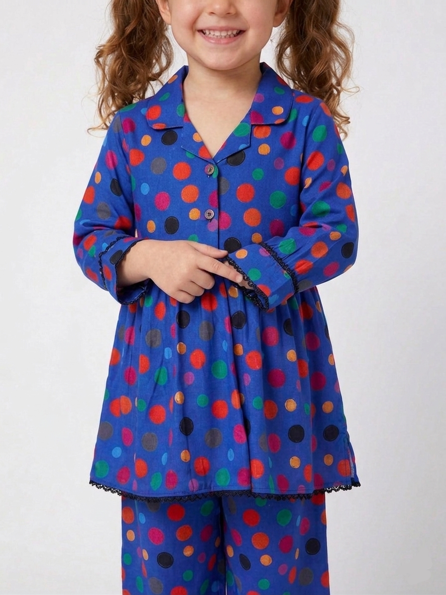 Girls Digital Print Lawn Suit 2pc - Polkadot