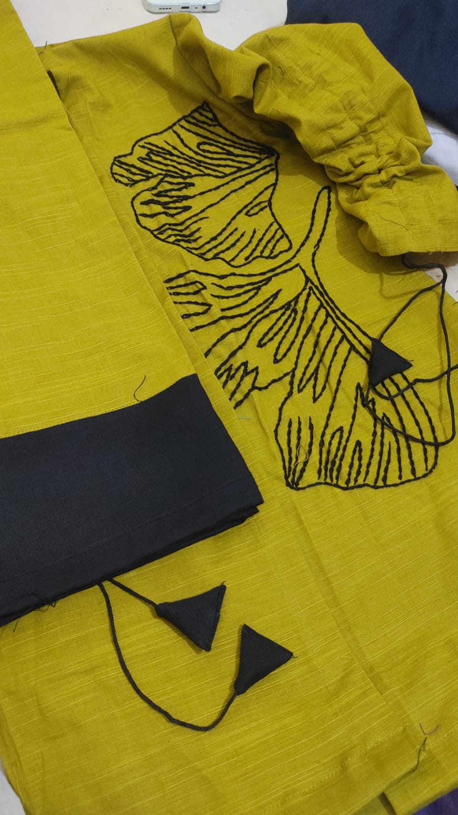 Girls Khaddar Hand Embroided Co-ord Set 2pc - Mustard
