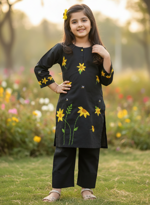 Girls Hand Embroided Suit - 2pc