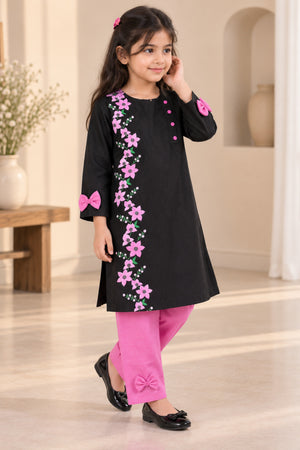 Girls Lilac Flowers Khaddar 2pc Set