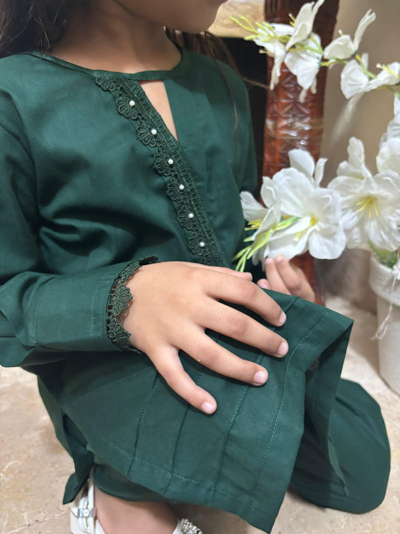 Girls Solid Green Co-ord Set