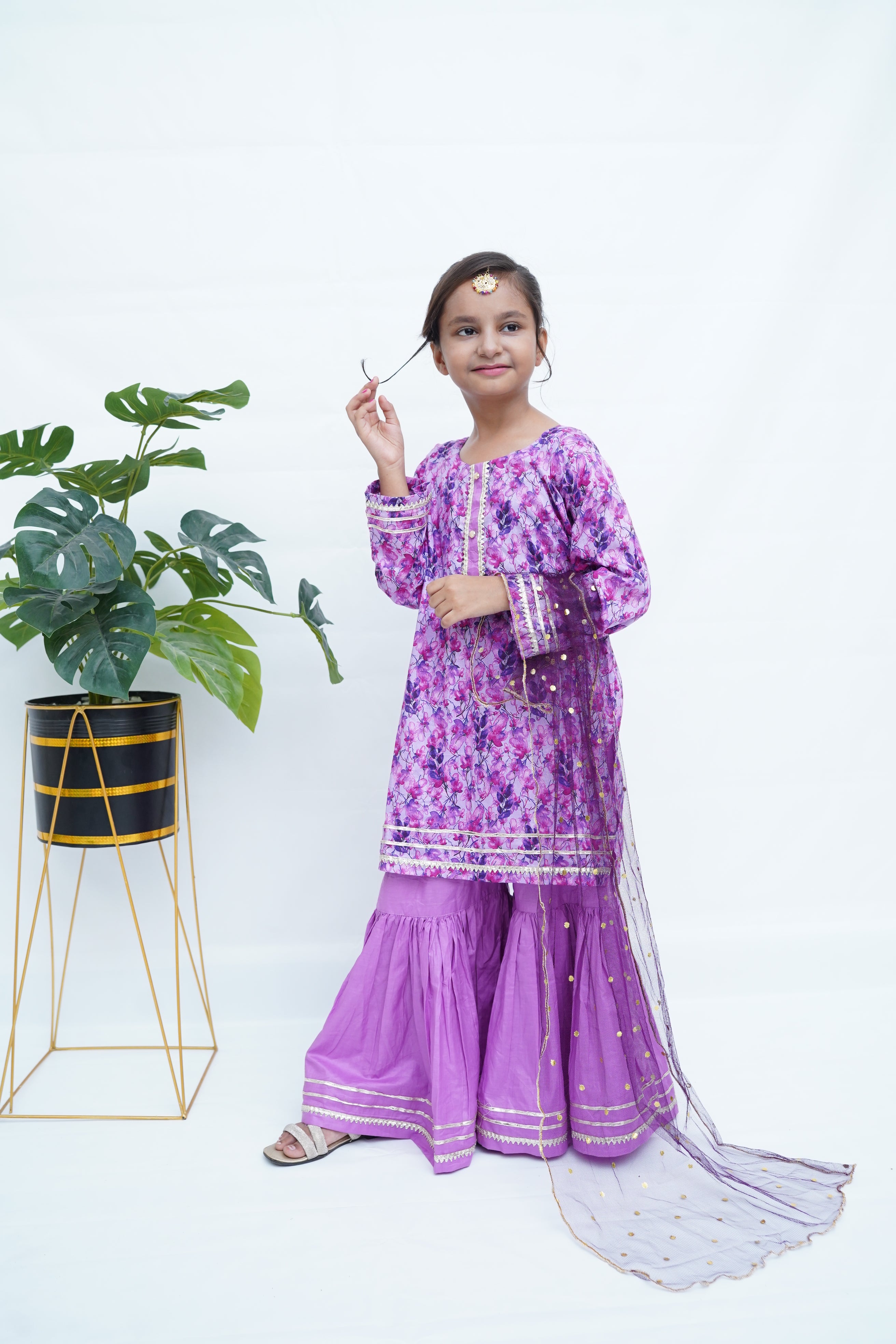 Girls Lavender Luxe Gharara Set