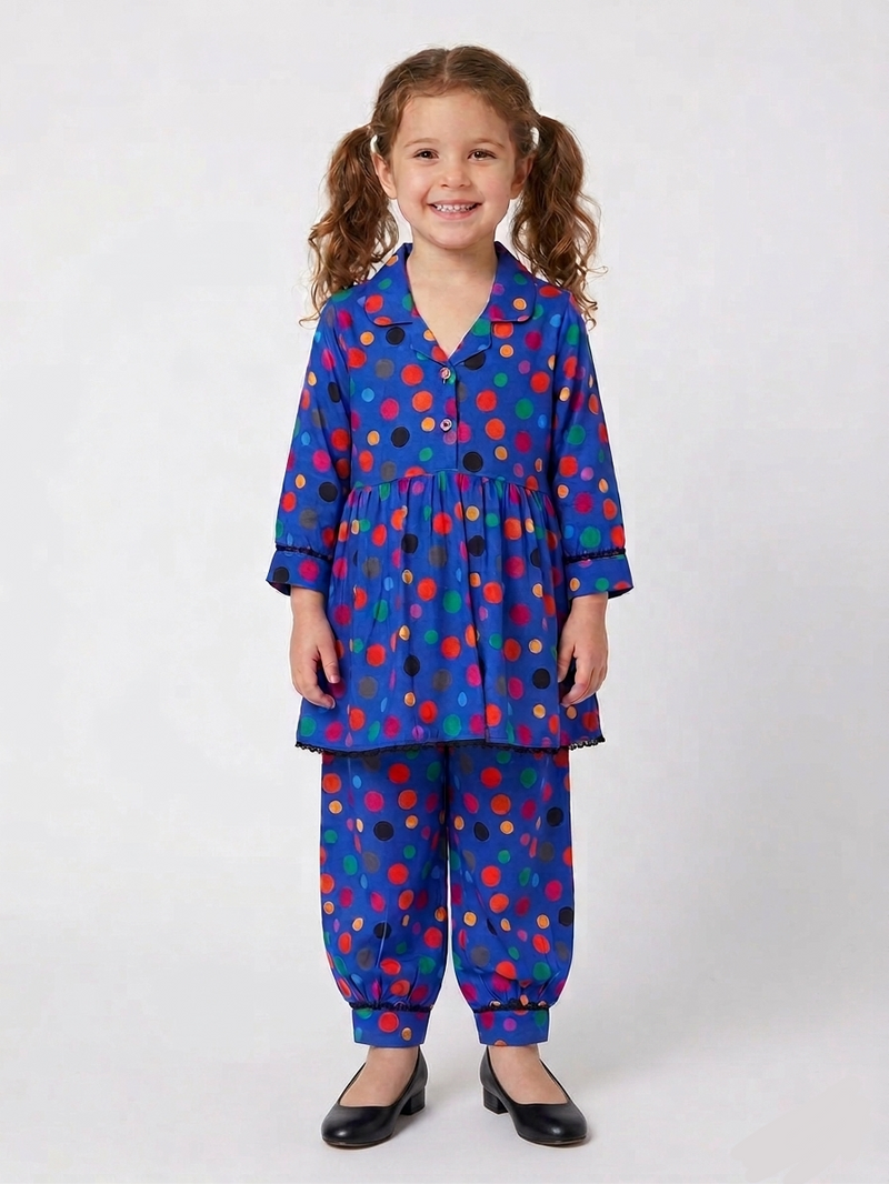 Girls Digital Print Lawn Suit 2pc - Polkadot