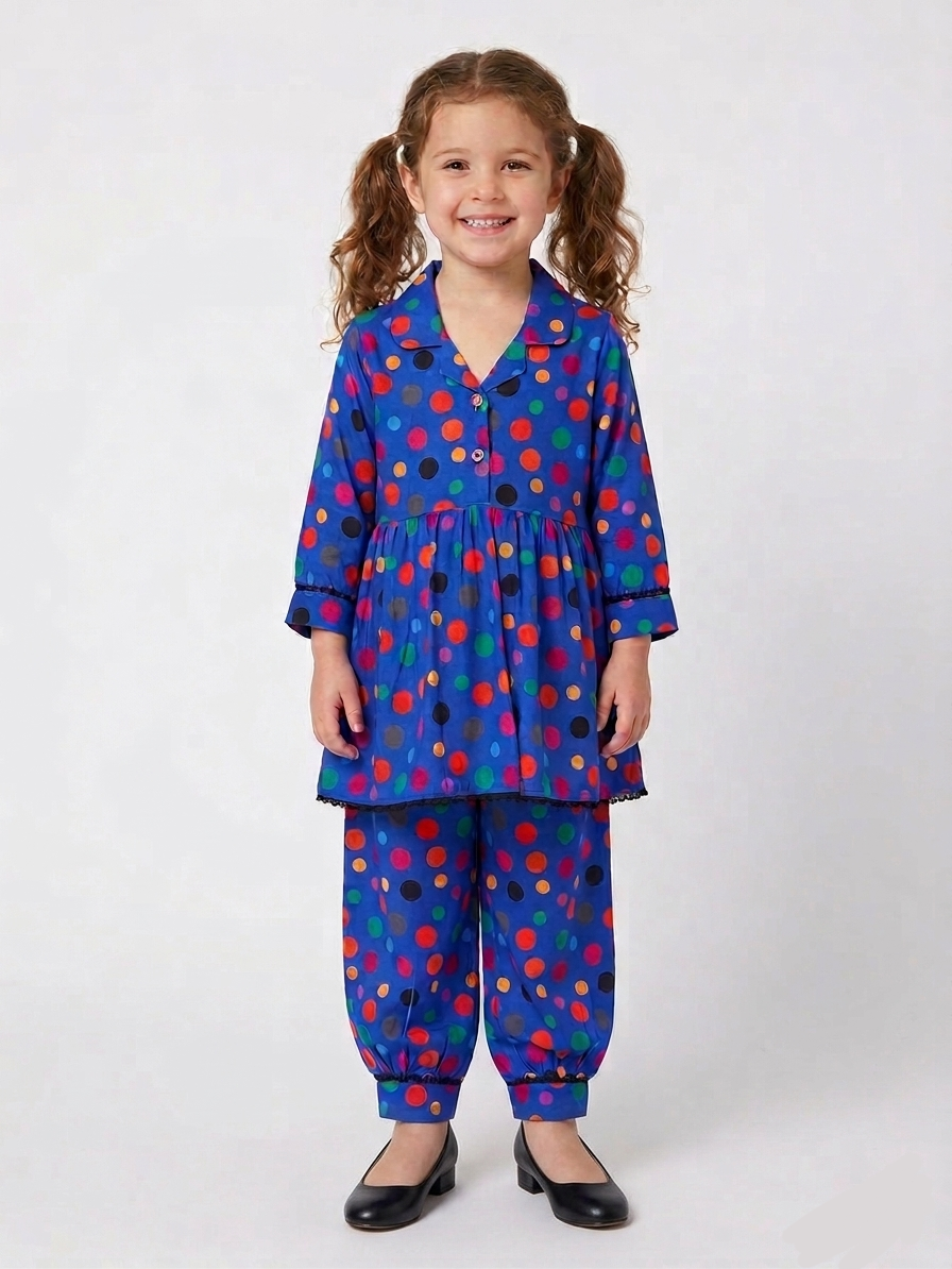 Girls Digital Print Lawn Suit 2pc - Polkadot