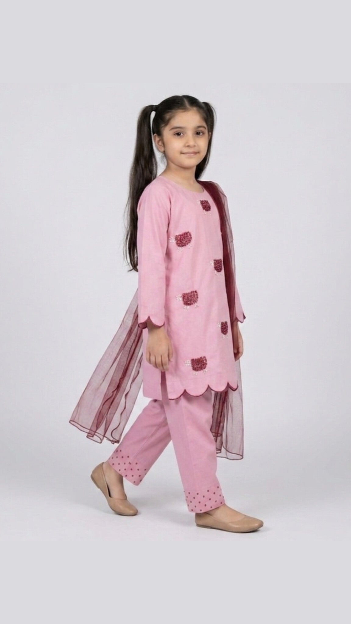 Girls Rose Blush Sheep Embroided Set - 3pc