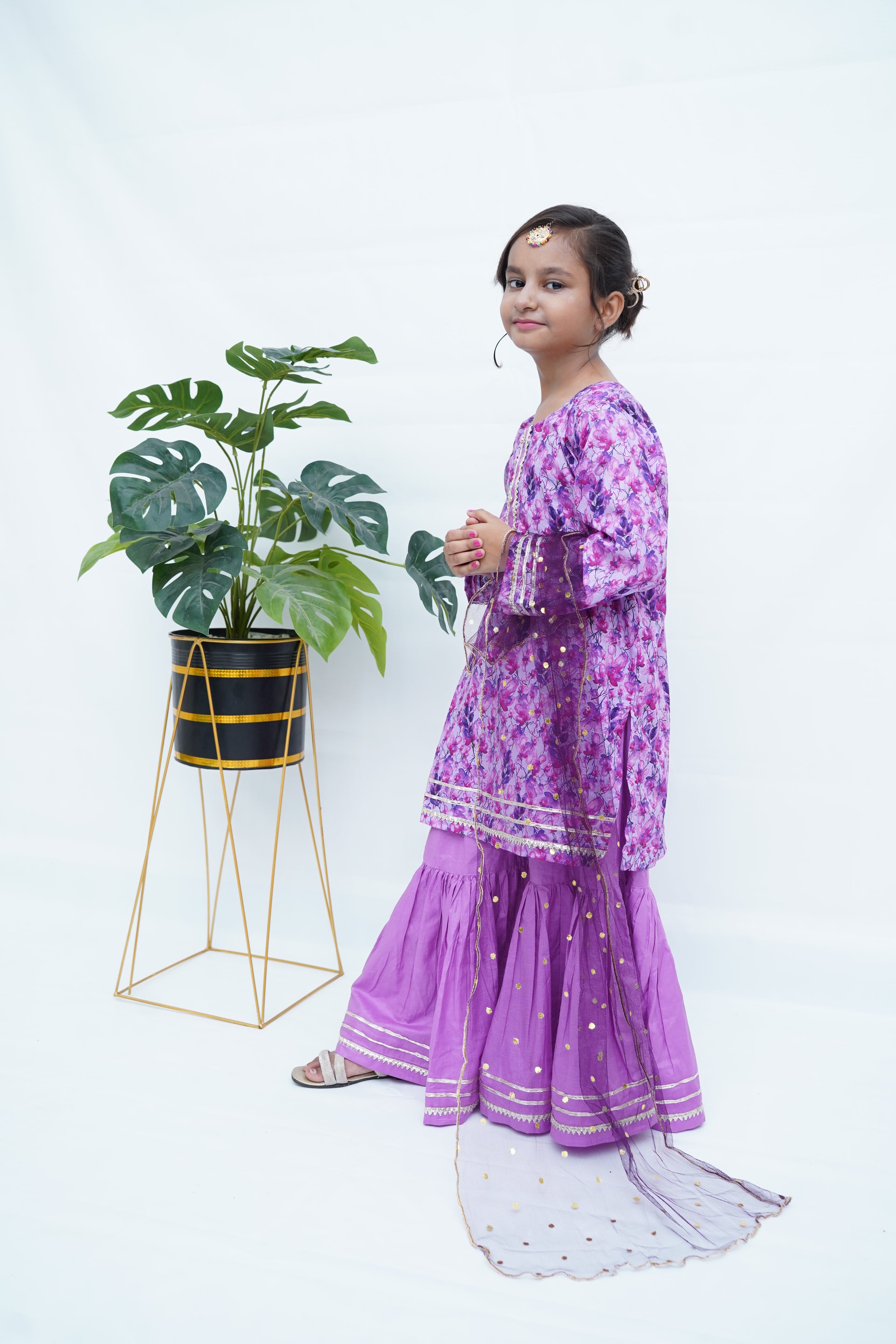 Girls Lavender Luxe Gharara Set