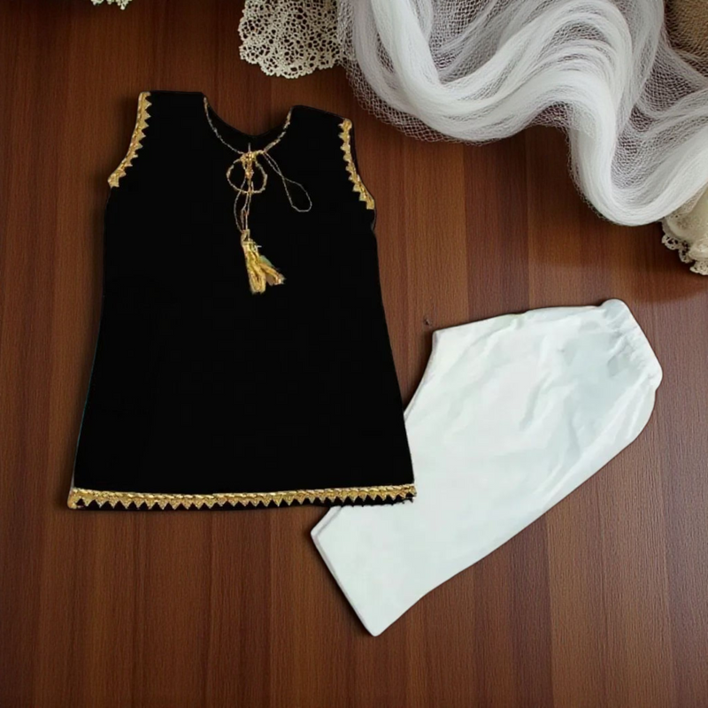 Girls Fancy Black Embelished 3pc Set
