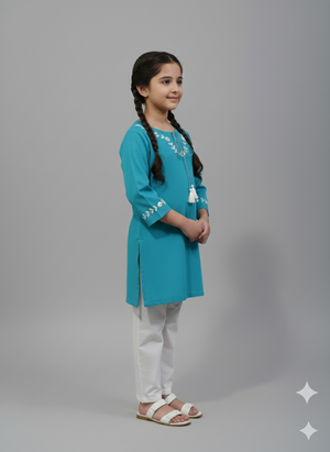 Girls Khaddar Hand Embroided Suit 2pc