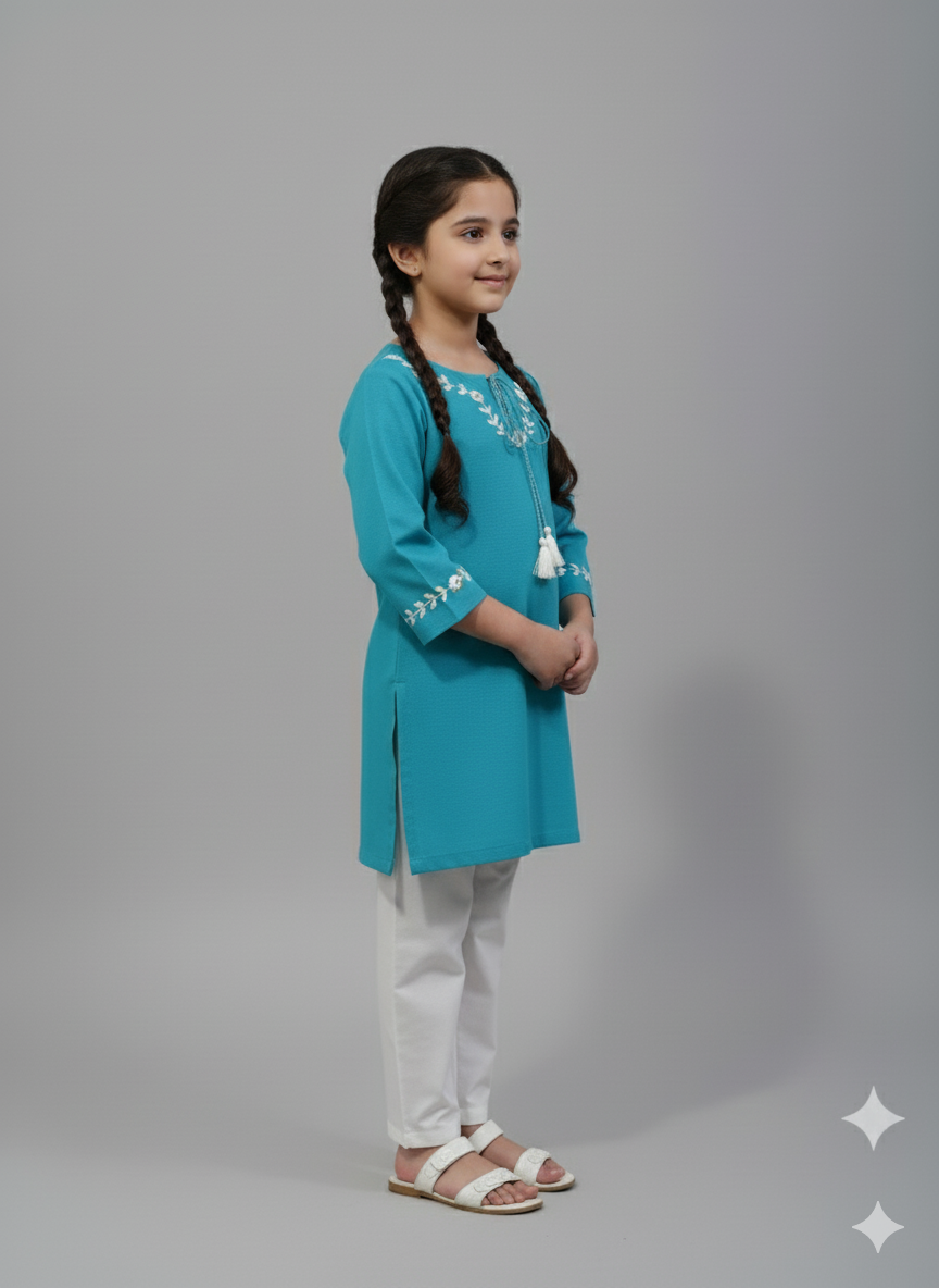 Girls Khaddar Hand Embroided Suit 2pc