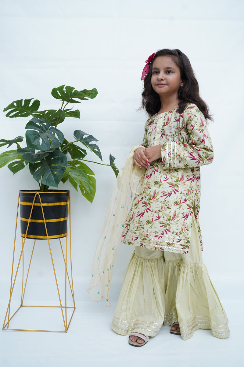 Girls Golden Sage Gharara Set