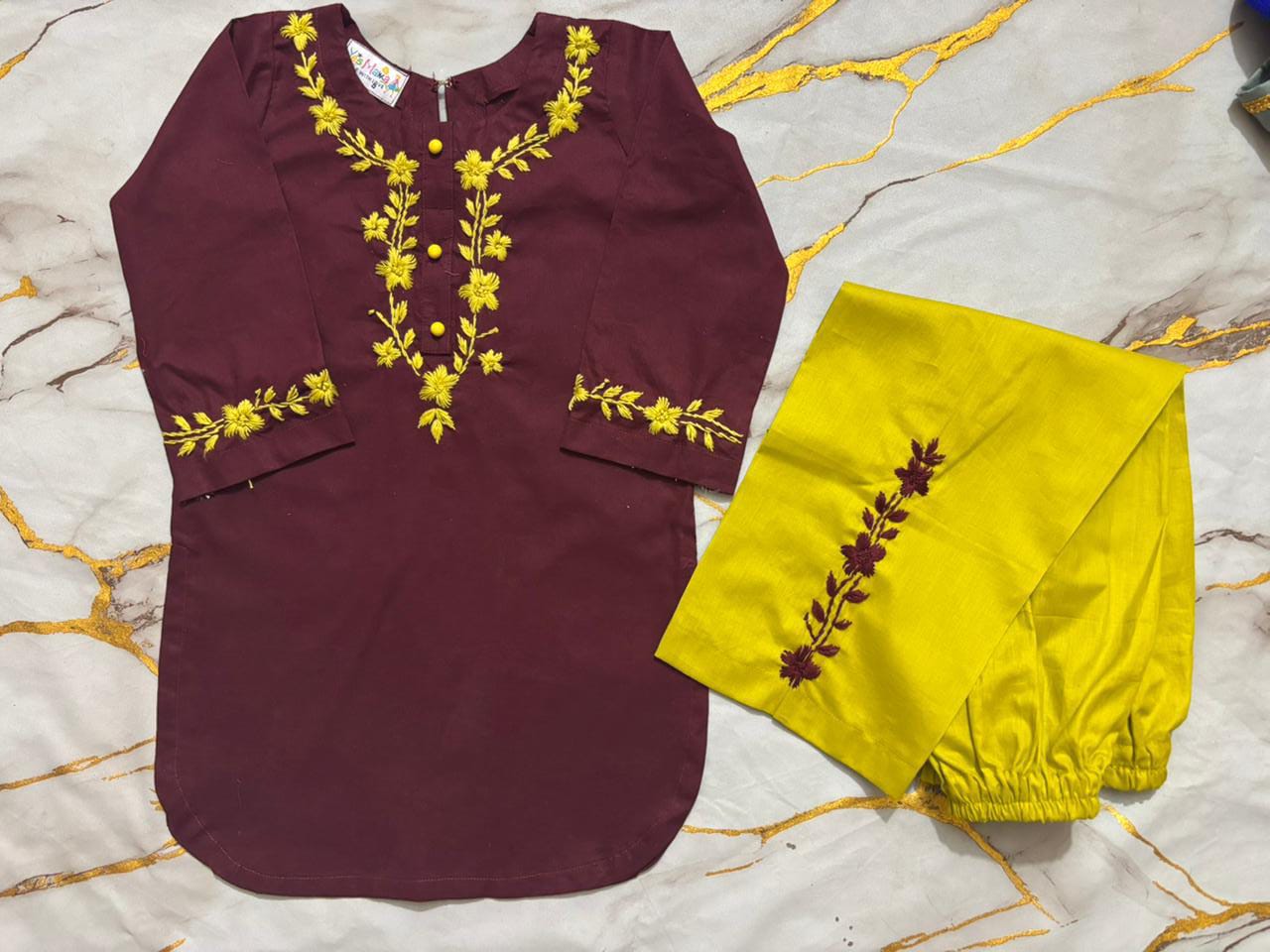 Girls Hand Embroided 2pc Set