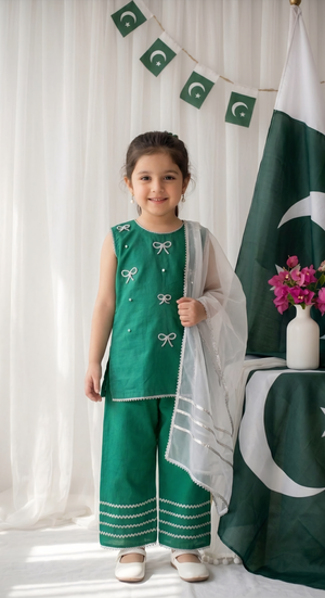 Girls Handwork Bow Suit 3pc