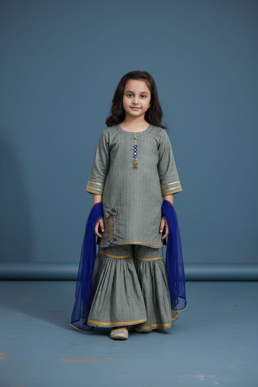 Girls Royal Luxe Gharara Set 3pc