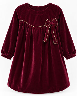 Girls Velvet Maroon Frock