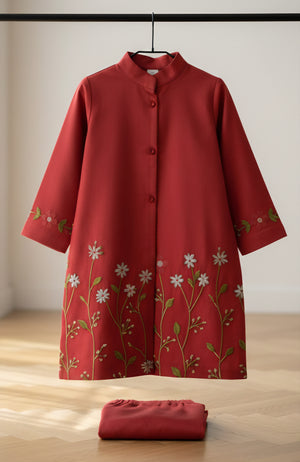 Girls Khaddar Hand Embroided 2pc - Orchid
