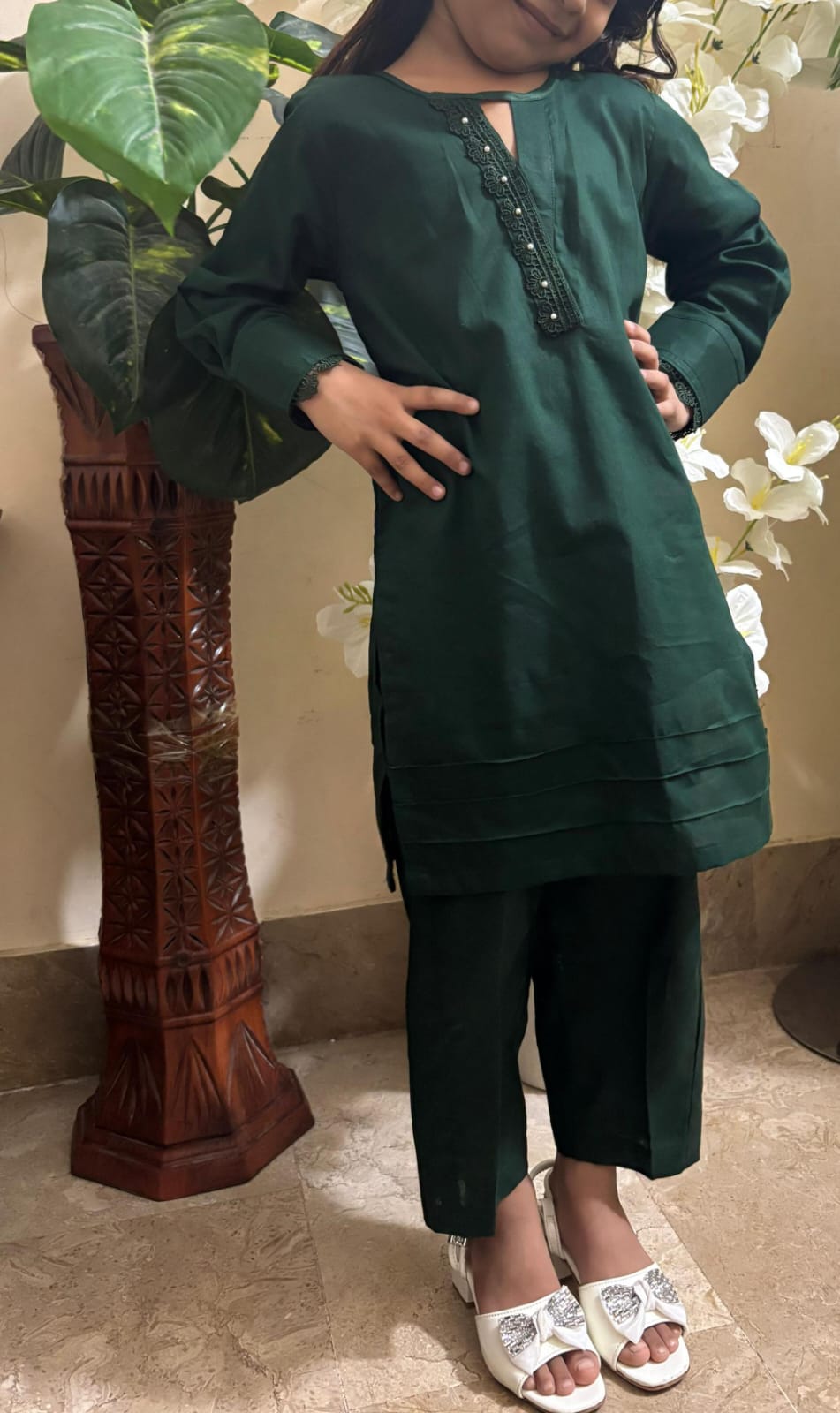 Girls Solid Green Co-ord Set