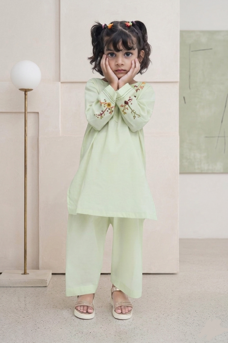 Girls Hand Embrioded Co-ord  Set