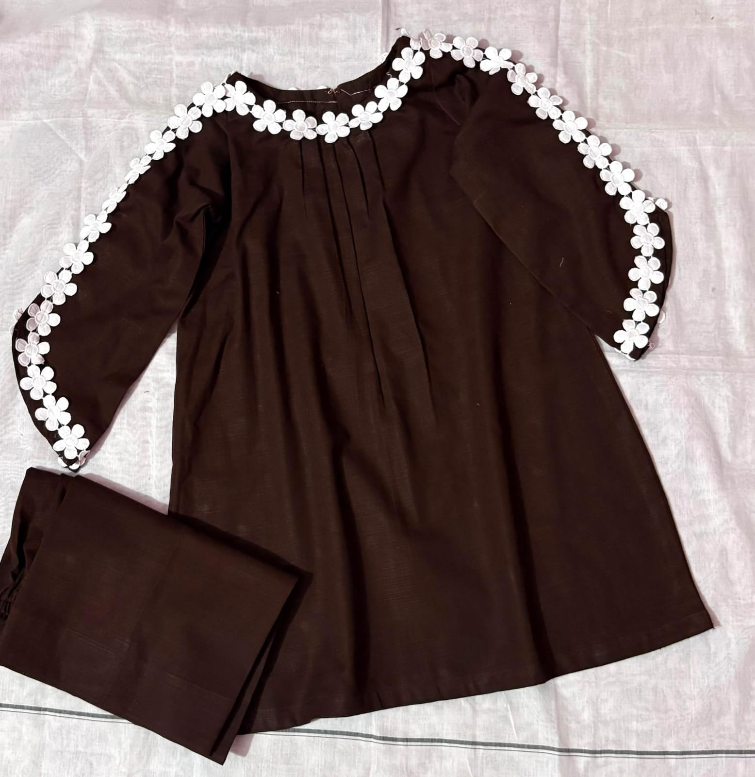 Girls Brown Khaddar Co-ord Set