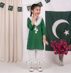 Girls Embroided Azadi Suit 3pc