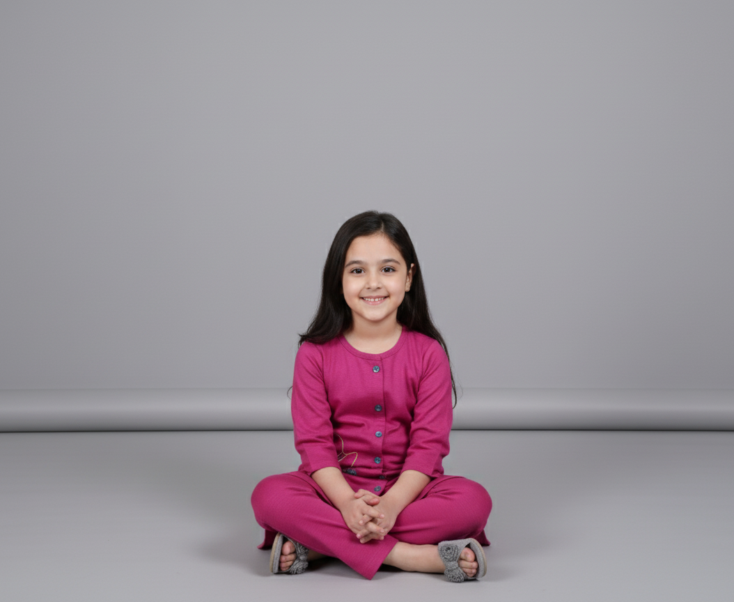 Girls Khaddar Doll Embroided Co-ord Set 2pc