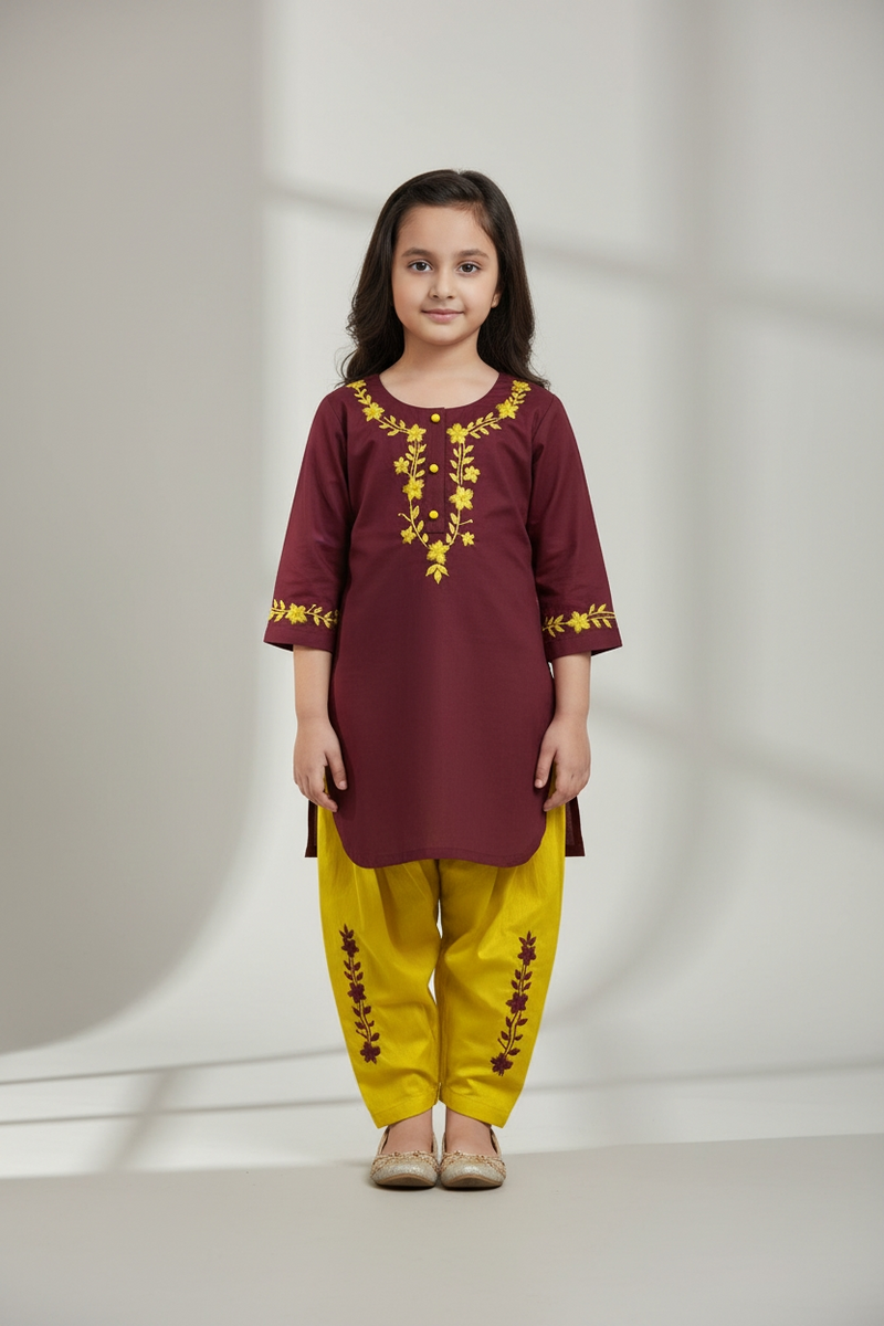 Girls Hand Embroided 2pc Set