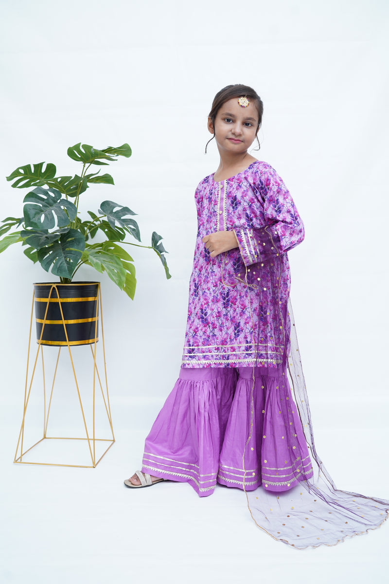 Girls Lavender Luxe Gharara Set