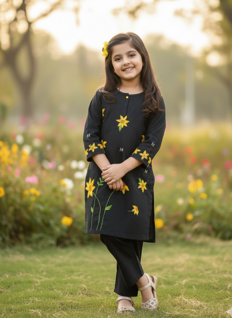 Girls Hand Embroided Suit - 2pc