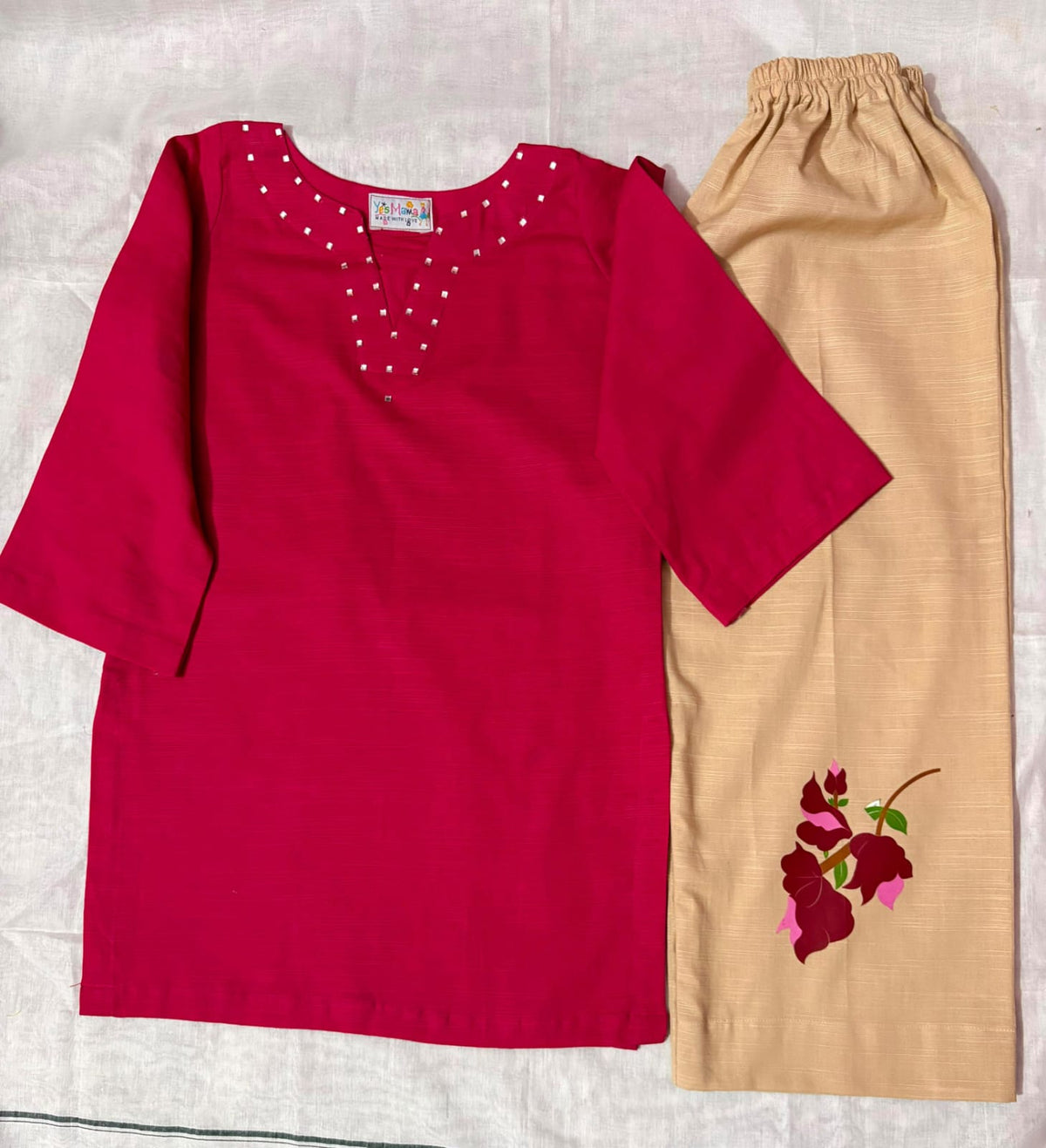 Girls Raspberry Pink Khaddar 2pc Set