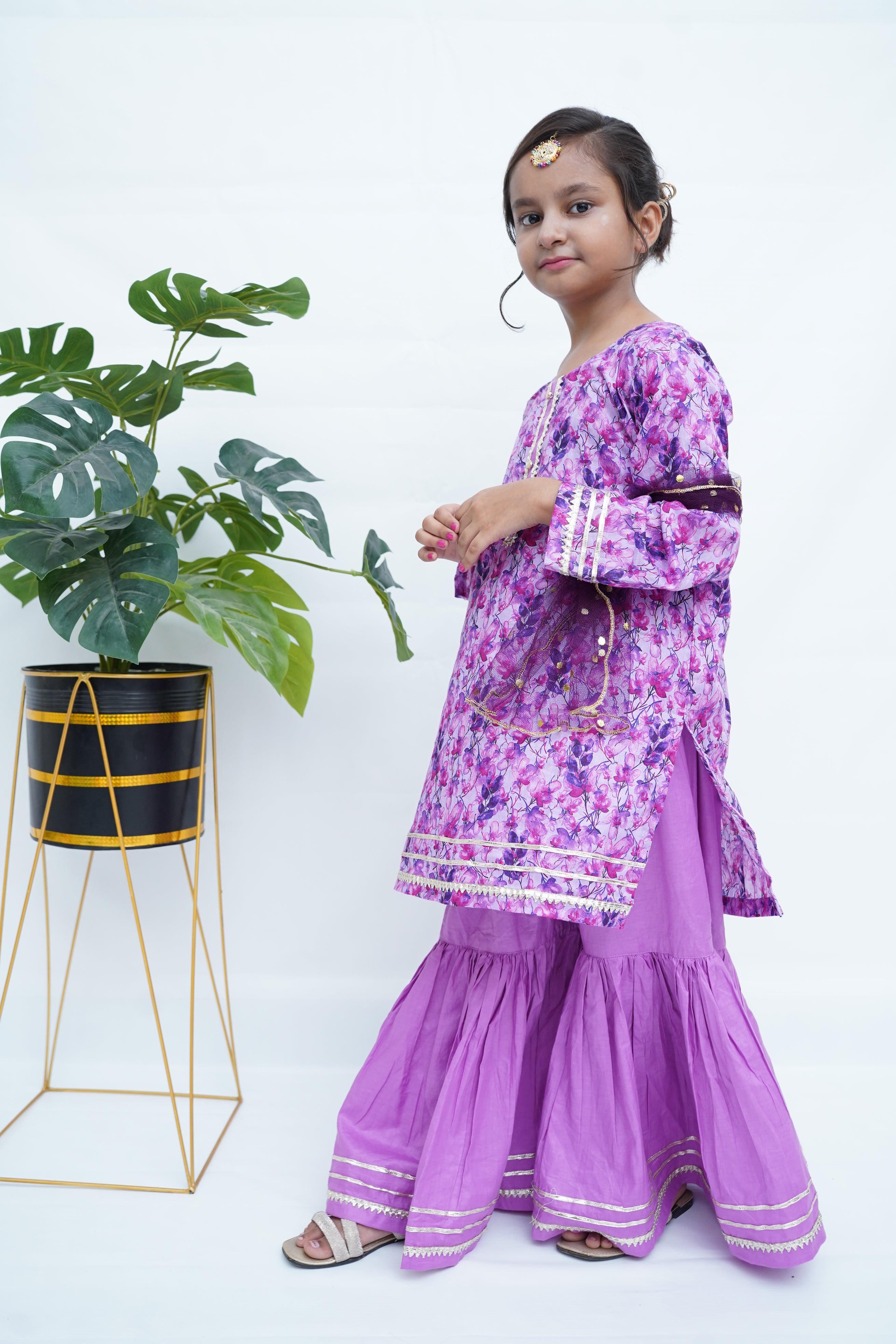 Girls Lavender Luxe Gharara Set