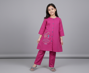 Girls Khaddar Doll Embroided Co-ord Set 2pc