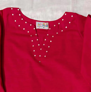 Girls Raspberry Pink Khaddar 2pc Set