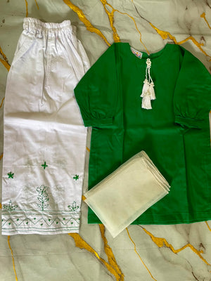 Girls Embroided Azadi Suit 3pc