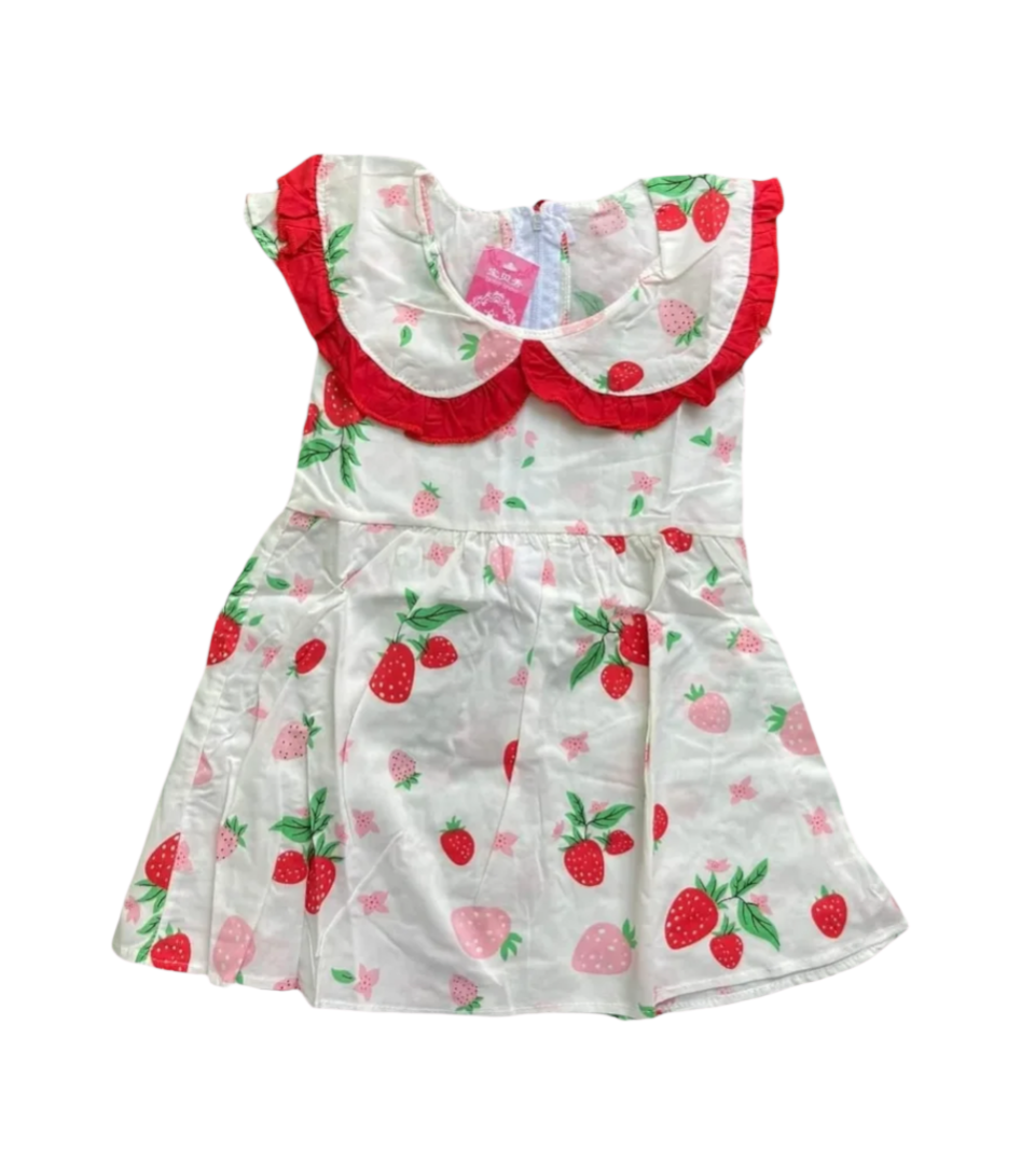 Girls Strawberry Print Frock